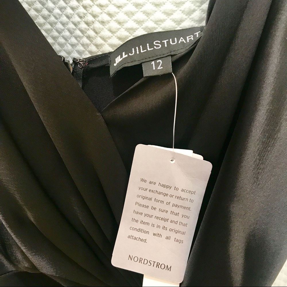 Nordstrom Jill Stuart Black Satin Dress Size 12 - Picture 7 of 8